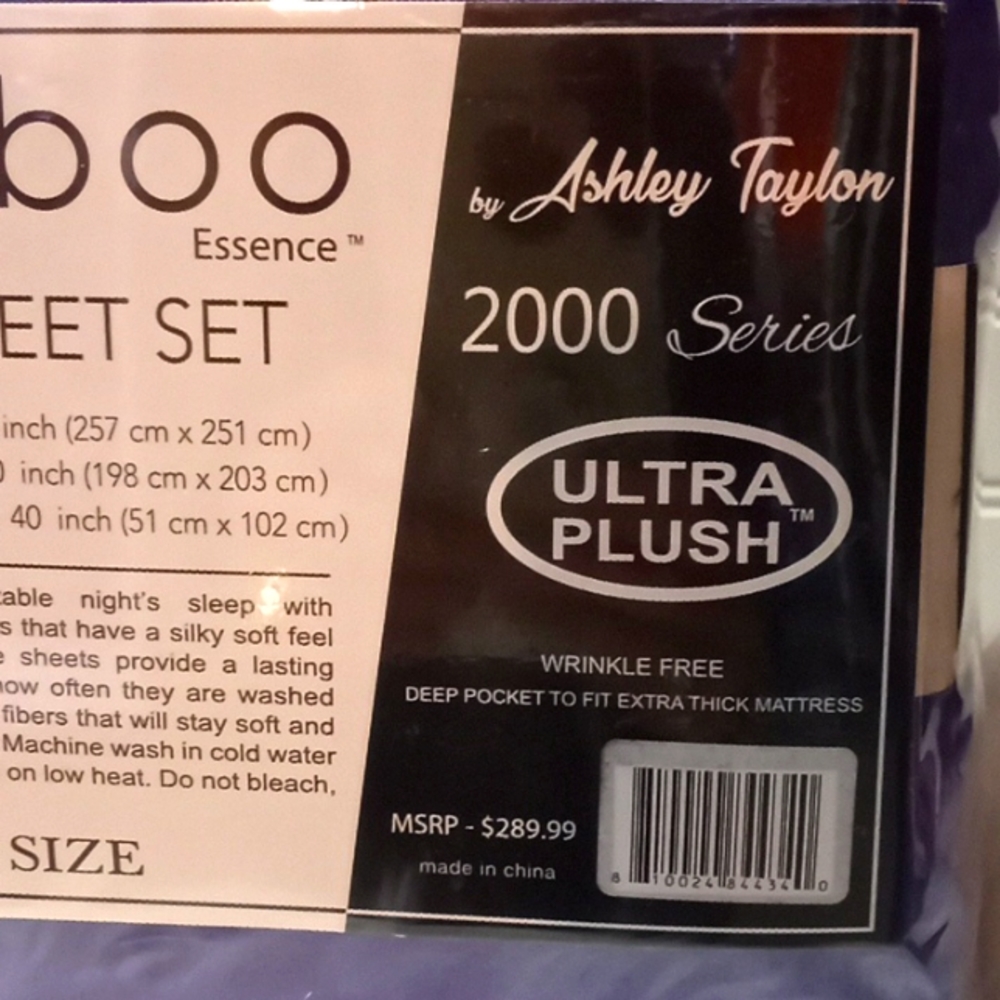 Bamboo Essence King Size  Purple-  6 Piece Sheet Set - Picture 8 of 10